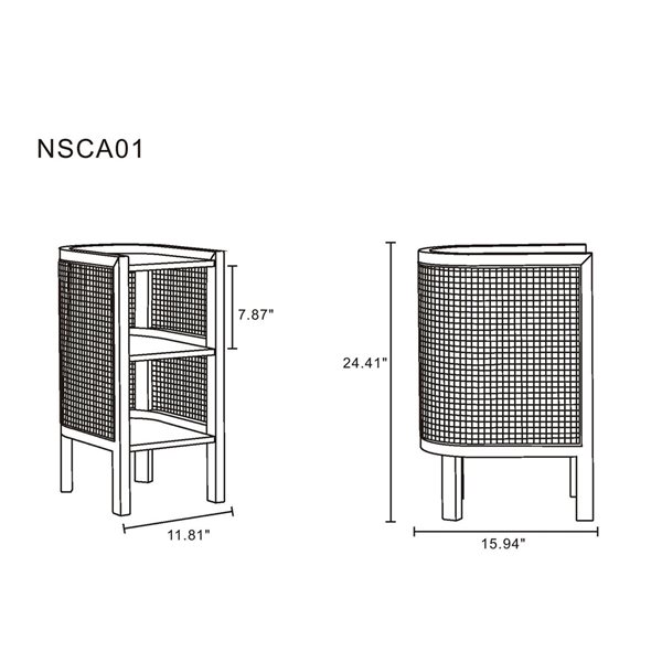 Manhattan Comfort Versailles Natural Wood Half-Round End Table - Set of 2