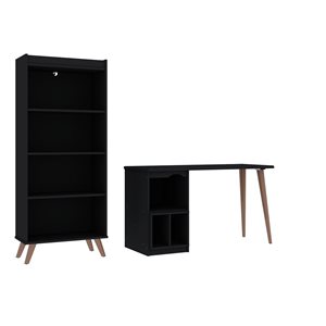 Manhattan Comfort Hampton 2-Piece Black Composite Contemporary/Modern Home Office Furniture Set