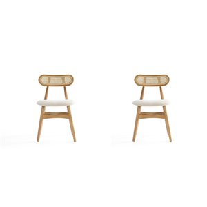 Chaise de salle à manger en polyester beige naturel et grège Colbert par Manhattan Comfort avec cadre en bois, ens. de 2