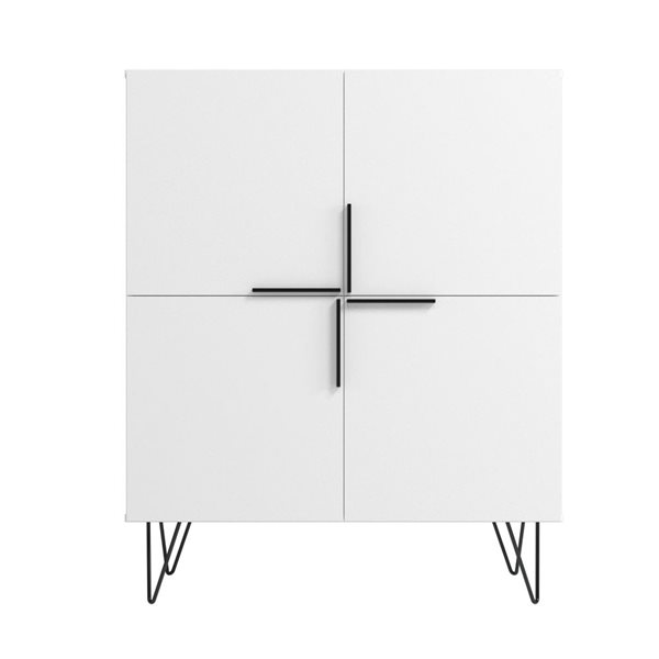 Manhattan Comfort Beekman White Composite 4-Shelf Office Cabinet