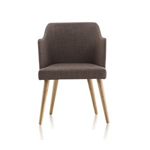 Chaise d'appoint contemporaine en lin gris pierre Kee par Manhattan Comfort avec cadre en bois