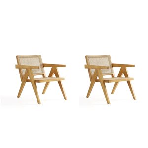 Manhattan Comfort Hamlet Modern Natural Cane Accent Chair - Set of 2