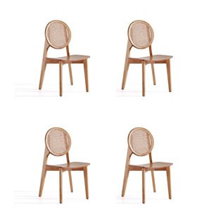 Manhattan Comfort Versailles Contemporary Natural Dining Chair with Wood Frame - Set of 4