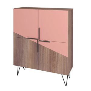 Manhattan Comfort Beekman Brown/Pink Composite 4-Shelf Office Cabinet