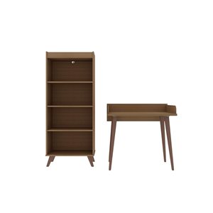 Mobilier de bureau moderne et contemporain Hampton par Manhattan Comfort en composite beige crème à l'érable, 2 pièces