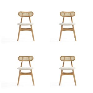 Chaise de salle à manger en polyester beige naturel Colbert par Manhattan Comfort avec cadre en bois, ens. de 4