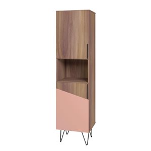 Manhattan Comfort Beekman Brown/Pink Composite 5-Shelf Standard Bookcase