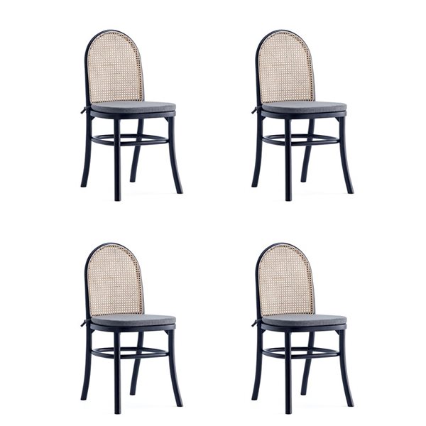 Manhattan Comfort Paragon 1.0 Contemporary Black/Grey Polyester Blend Upholstered Dining Chair with Wood Frame - Set of 4