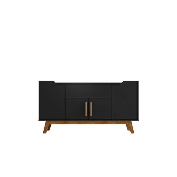 Manhattan Comfort Addie Matte Black/Cinnamon Composite Sideboard