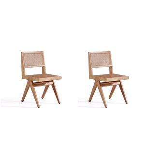 Manhattan Comfort Hamlet Contemporary Natural Dining Chair with Wood Frame - Set of 2