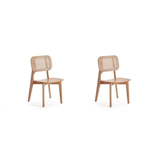 Manhattan Comfort Versailles Natural Contemporary Dining Chair with Wood Frame - Set of 2