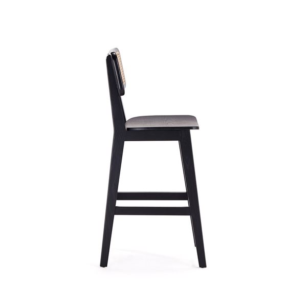 Manhattan Comfort Versailles Black/Natural Cane Counter Height Bar Stool