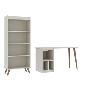 Manhattan Comfort Hampton 2-Piece Off-White Composite Contemporary/Modern Home Office Furniture Set