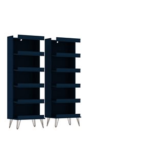 Manhattan Comfort Rockefeller 12-Pair Midnight Blue Composite Shoe Cabinet - Set of 2