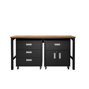 Manhattan Comfort Fortress 72.4-in W x 37.6-in H x 20.5-in D Charcoal Grey Steel Freestanding Garage Cabinet
