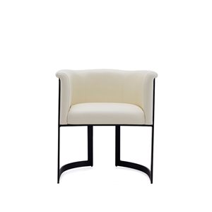 Manhattan Comfort Corso Contemporary Cream Faux Leather Upholstered Arm Chair with Metal Frame