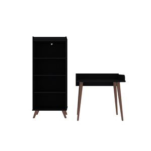 Manhattan Comfort Hampton 2-Piece Black Composite Modern/Contemporary Home Office Furniture Set