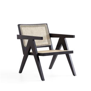 Manhattan Comfort Hamlet Modern Black/Natural Cane Accent Chair