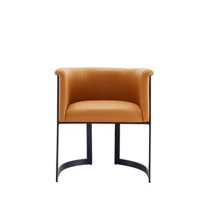 Chaise d'appoint contemporaine en similicuir brun havane Corso par Manhattan Comfort avec cadre en métal