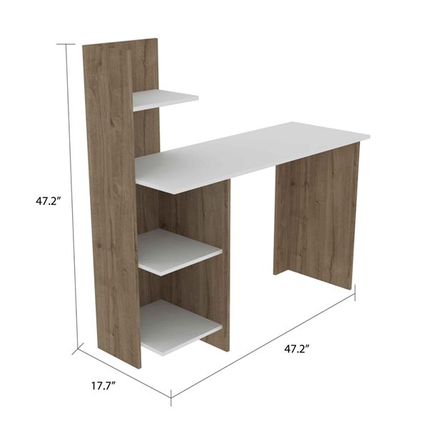 FM Furniture Tecoa 47.2-in W White and Pine Computer Desk