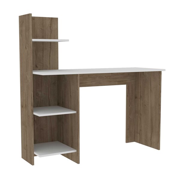 FM Furniture Tecoa 47.2-in W White and Pine Computer Desk