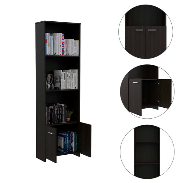 FM Furniture Nebraska Black Composite 3-Shelf Standard Bookcase ...