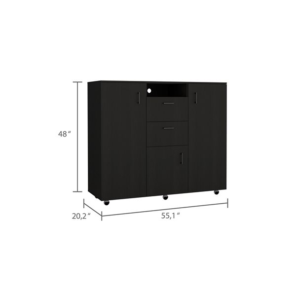 FM Furniture Sicilia Black 2-Drawer Combo Dresser
