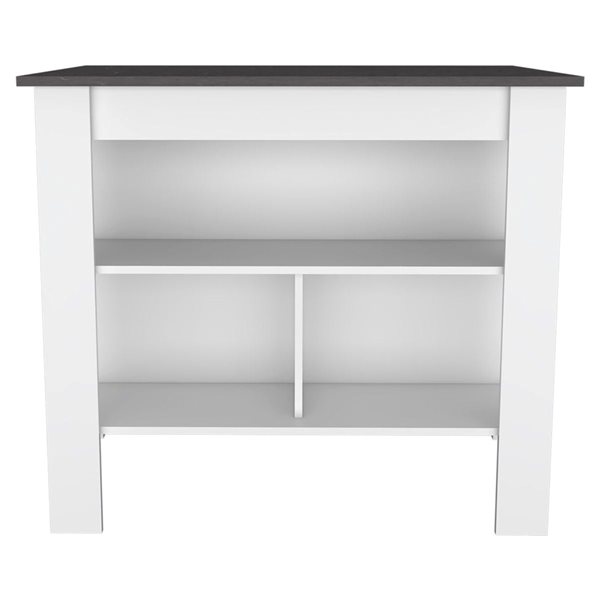 FM Furniture Brooklyn White and Black Composite Kitchen Island (40.5-in x 27.5-in x 35.4-in)