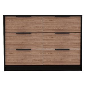 FM Furniture Marion Pine and Black 4-Drawer Double Dresser