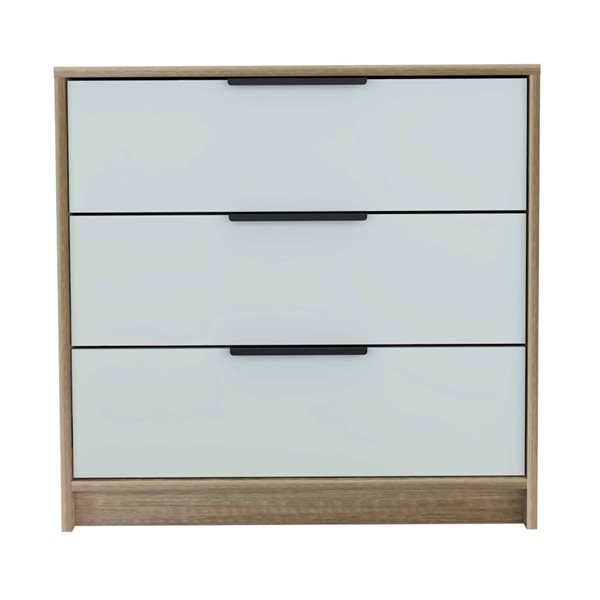 FM Furniture Washington White and Light Oak 3-Drawer Standard (Horizontal) Dresser