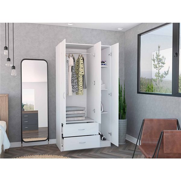 FM Furniture Eureka White Armoire