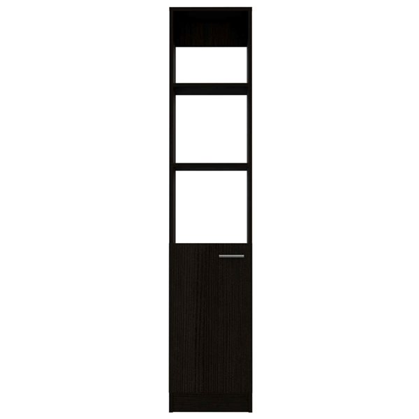 FM Furniture Kansas 13-in W x 63.8-in H x 10.4-in D Black MDF Freestanding Linen Cabinet