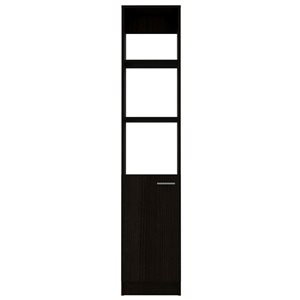 FM Furniture Kansas 13-in W x 63.8-in H x 10.4-in D Black MDF Freestanding Linen Cabinet