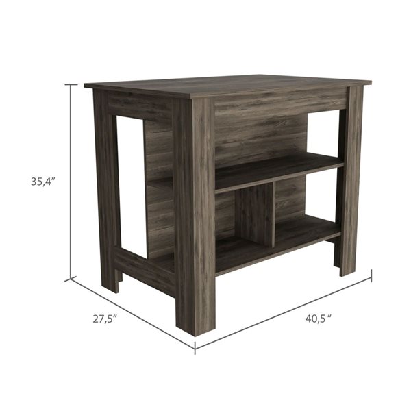 FM Furniture Brooklyn Brown Composite Kitchen Island (40.5-in x 27.5-in x 35.4-in)