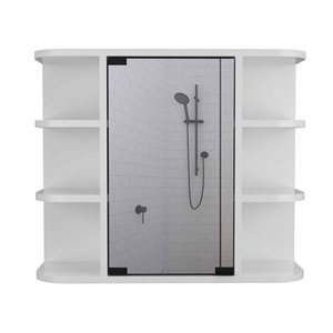 FM Furniture Valdez 23.6-in x 19.7-in White Mirrored Rectangle Medicine Cabinet