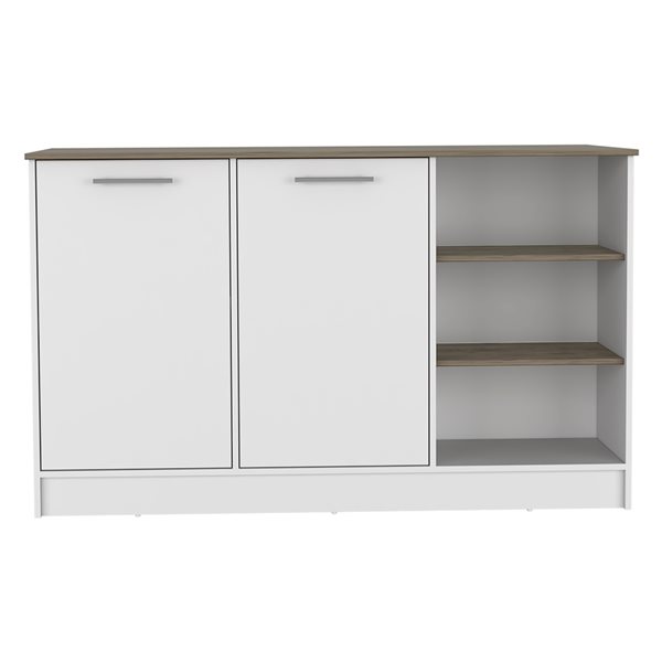 FM Furniture Gladiolus White Composite Kitchen Island (59.05-in x 26.37-in x 35.66-in)