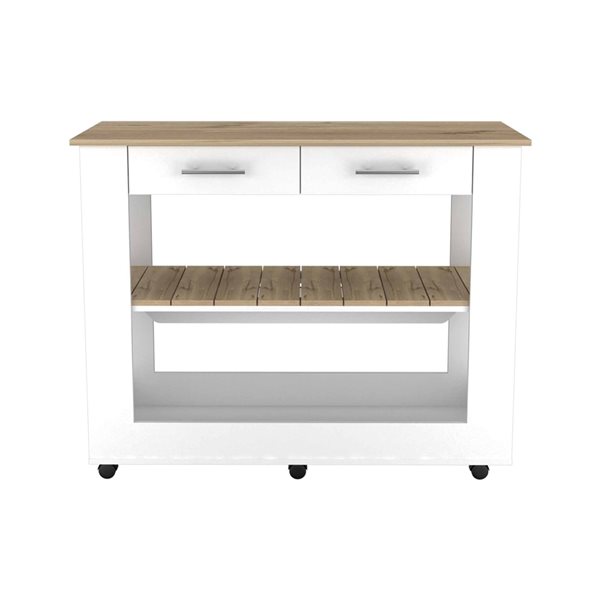 FM Furniture Brooklyn White Composite Kitchen Carts (45.9in x 20in x
