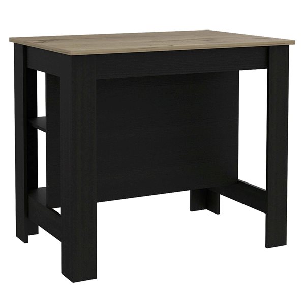 FM Furniture Brooklyn Black and Brown Composite Kitchen Island (40.5-in x 27.5-in x 35.4-in)