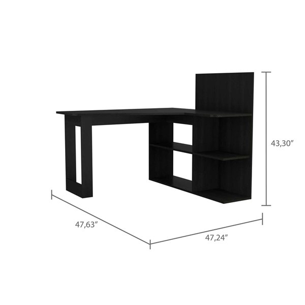 FM Furniture Fresno 47.2-in W Black L-shaped Desk