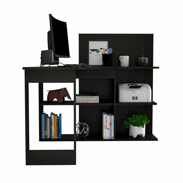 FM Furniture Fresno 47.2-in W Black L-shaped Desk