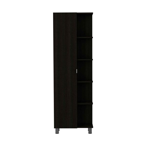 FM Furniture Los Angeles 20.1-in W x 62.2-in H x 8.5-in D Black MDF Freestanding Corner Linen Cabinet