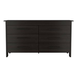 FM Furniture Luxor Black 6-Drawer Double Dresser