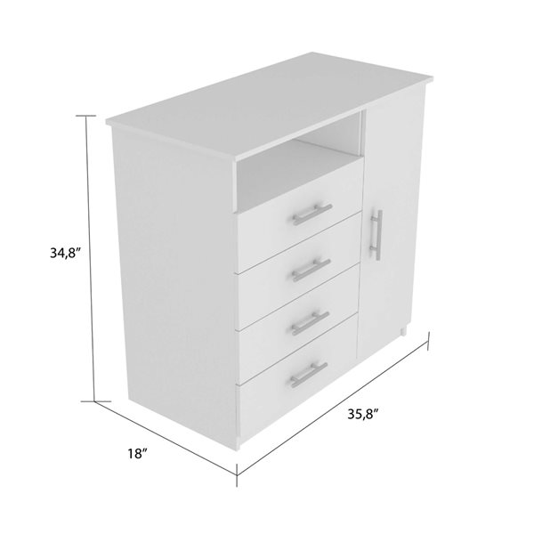 FM Furniture Carolina White 5-Drawer Combo Dresser