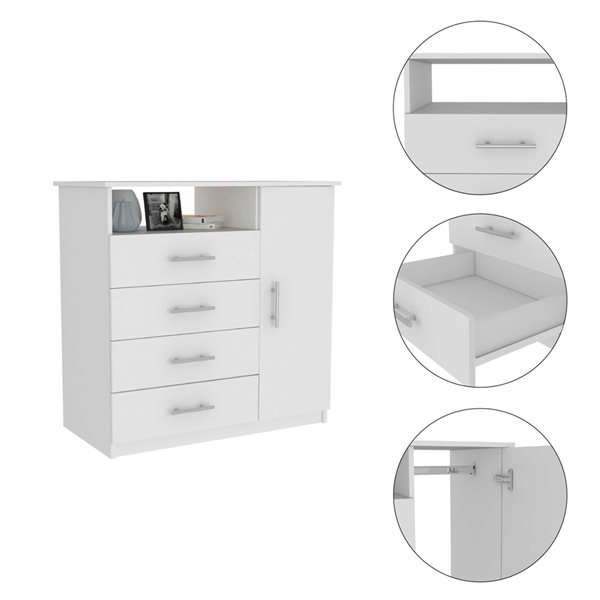 FM Furniture Carolina White 5-Drawer Combo Dresser