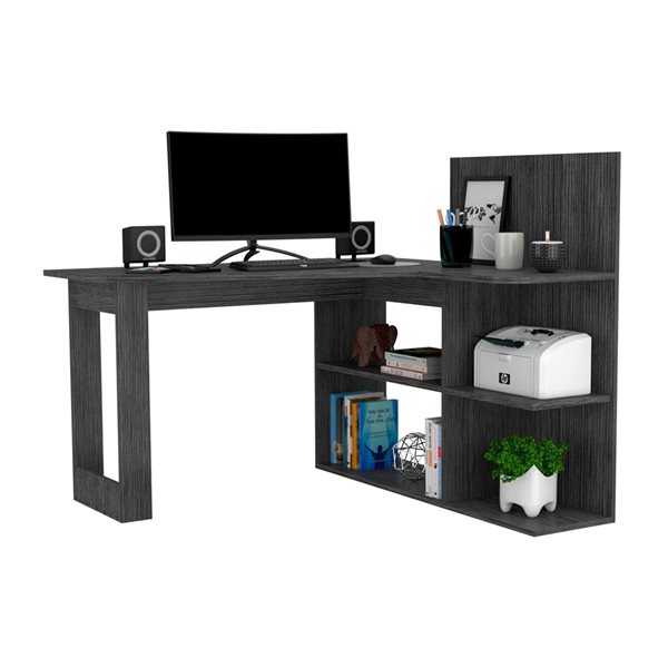 FM Furniture Fresno 47.2-in W Grey Oak L-Shaped Desk