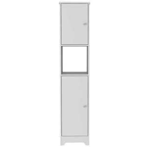 FM Furniture Charlotte 14.3-in W x 67.8-in H x 16-in D White MDF Freestanding Linen Cabinet