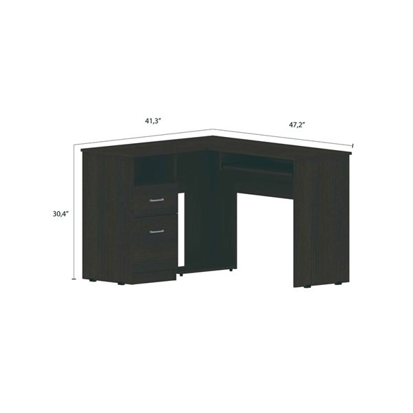 FM Furniture Raleigh 41.3-in W Black L-shaped Desk