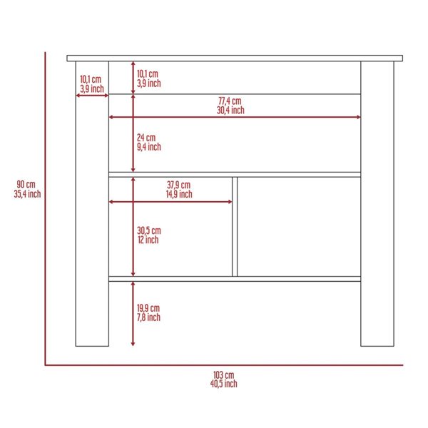 FM Furniture Brooklyn White and Marble Composite Kitchen Island (40.5-in x 27.5-in x 35.4-in)