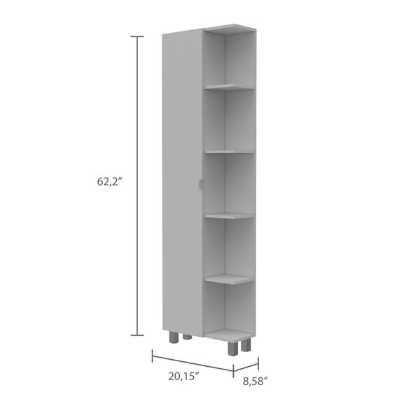 FM Furniture Los Angeles 20.1-in W x 62.2-in H x 8.5-in D White MDF Freestanding Corner Linen Cabinet