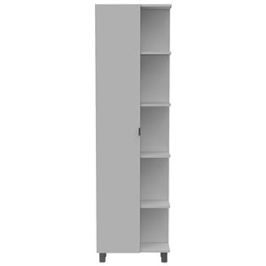 FM Furniture Los Angeles 20.1-in W x 62.2-in H x 8.5-in D White MDF Freestanding Corner Linen Cabinet